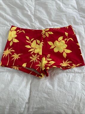 Spirit Red Bike Shorts with Yellow Floral Print